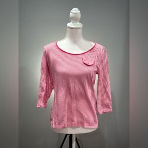 CLEARANCE! Pink Jones New York Striped Faux Pocket Shirt Size L EUC